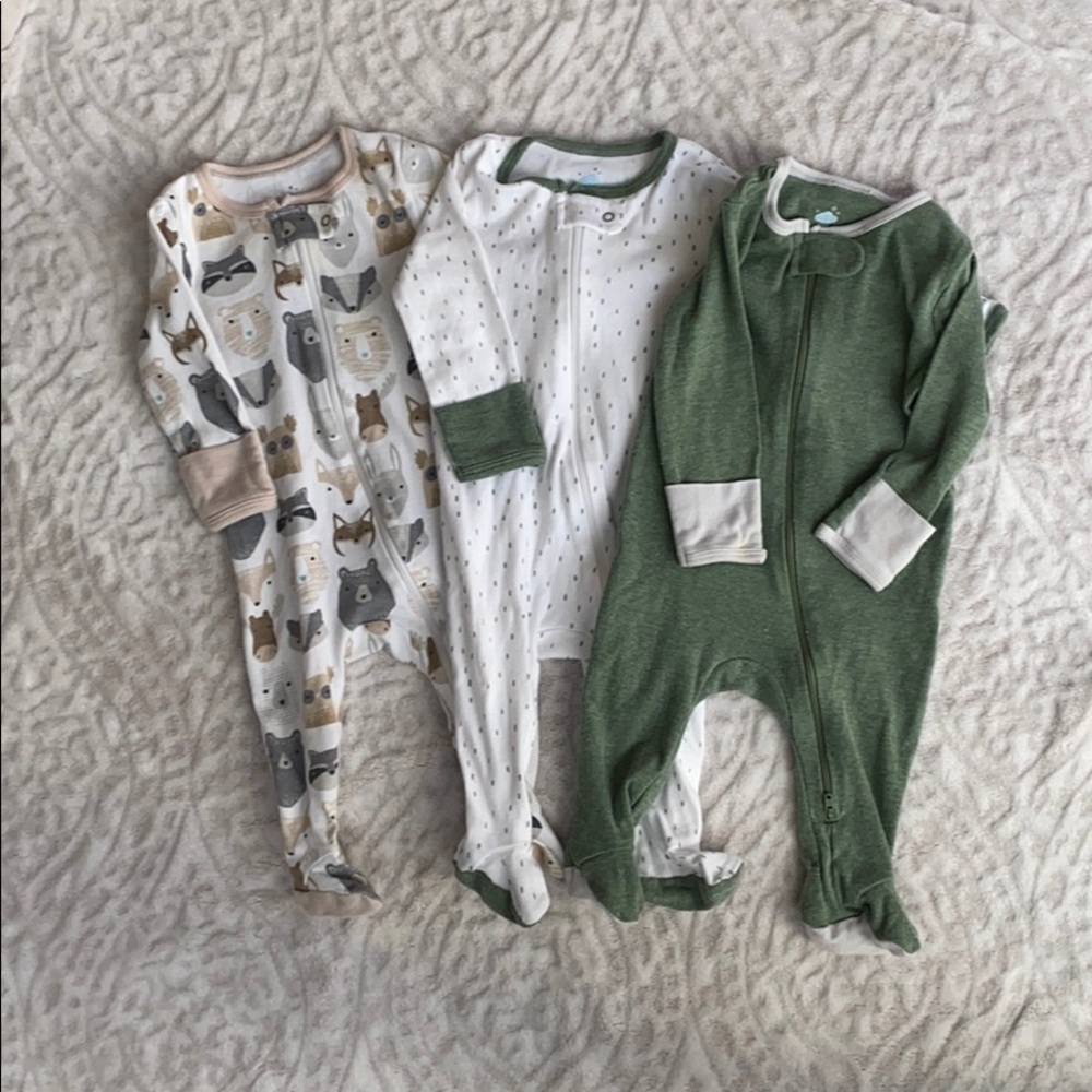 3-6 Month Old Baby Zip Up/Down Pajamas